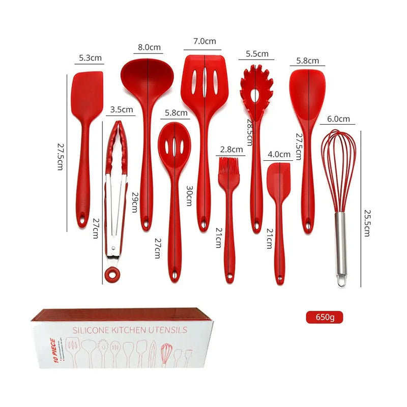 Kit Utensílios de Silicone 10 PÇS - Mega Variedades